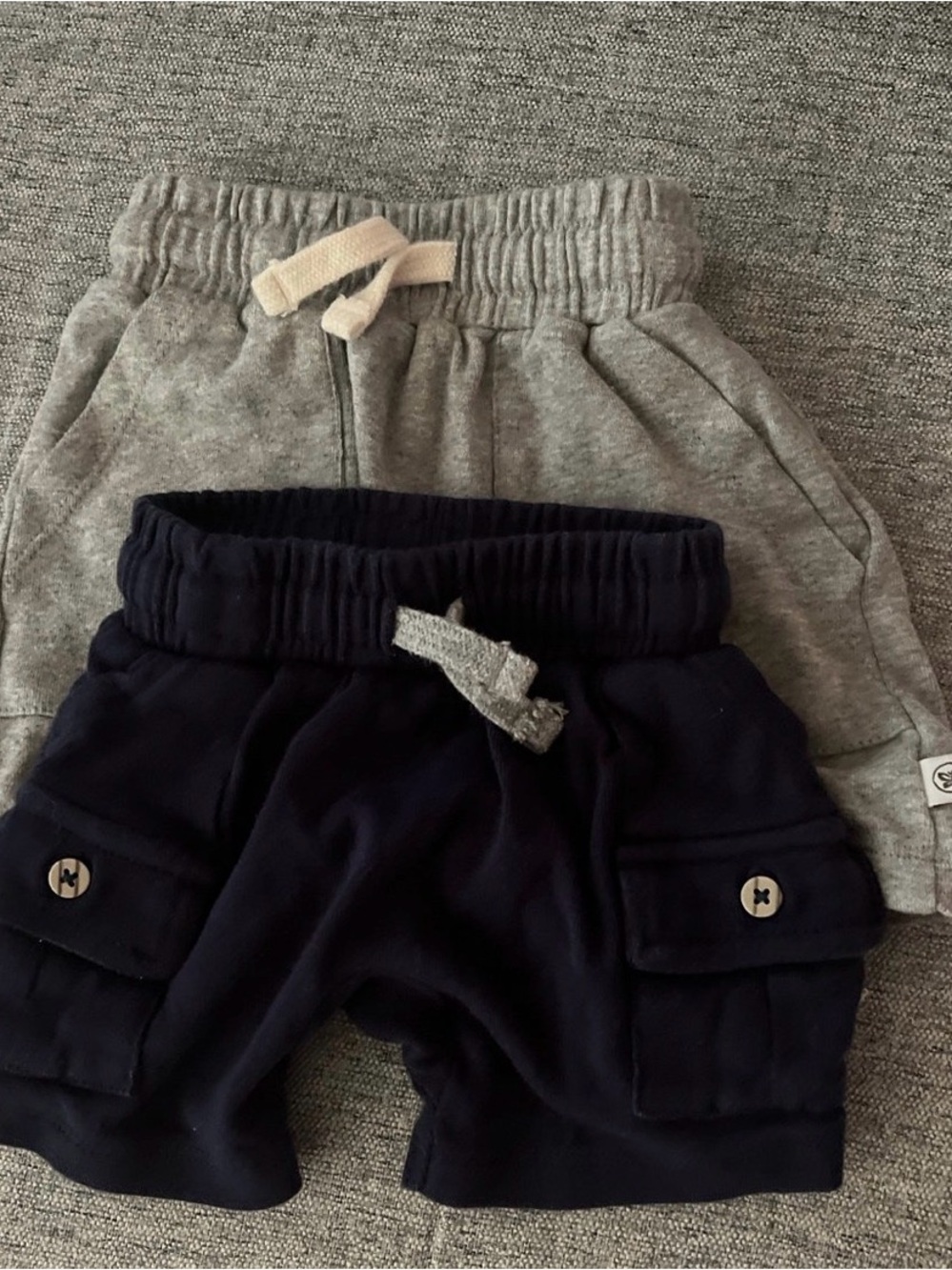 The Honest Company Navy and Heather Gray Kids Shorts Duo